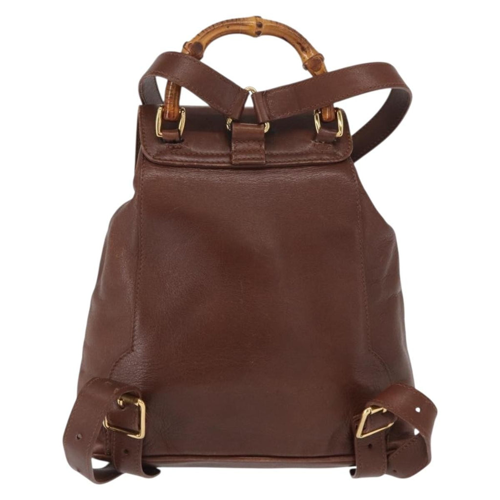 Gucci Vintage Bamboo Backpack Leather Brown Leather Backpack Bag (Authentic Pre-Loved)