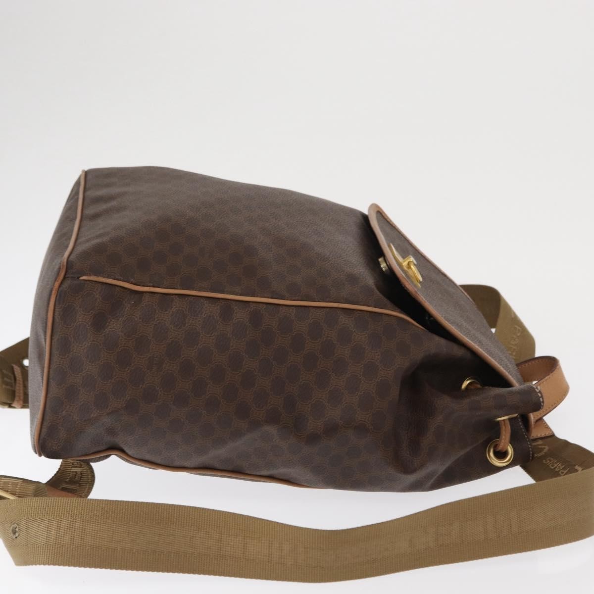 Celine Vintage Macadam Backpack Canvas And Leather Brown Canvas Backpack Bag (Authentic Pre-Loved)