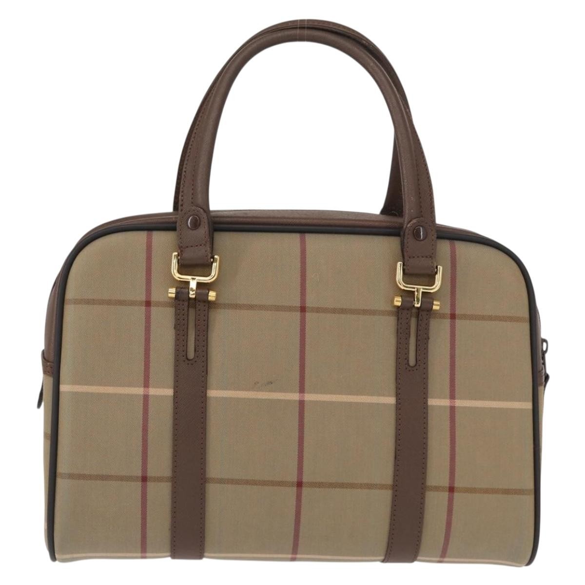 Burberry Nova Check Boston Bag Canvas Beige Canvas Handbag (Authentic Pre-Loved)