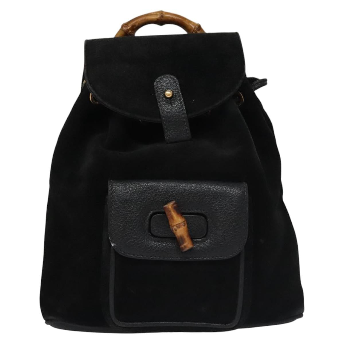 Gucci Gucci Bamboo Backpack Daim Black Suede Backpack Bag (Authentic Pre-Loved)
