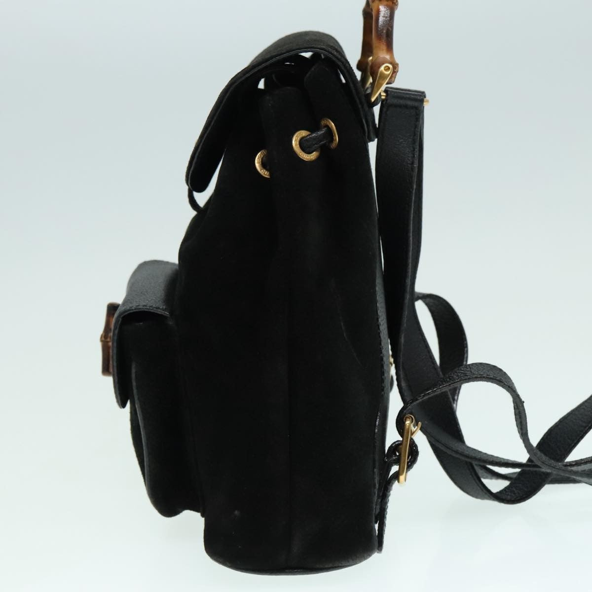 Gucci Gucci Bamboo Backpack Daim Black Suede Backpack Bag (Authentic Pre-Loved)