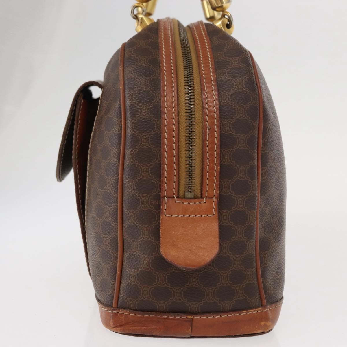 Celine Vintage Macadam Handbag Canvas And Leather Brown Canvas Handbag (Authentic Pre-Loved)