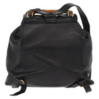 Gucci Vintage Bamboo Backpack Leather Black Leather Backpack Bag (Authentic Pre-Loved)