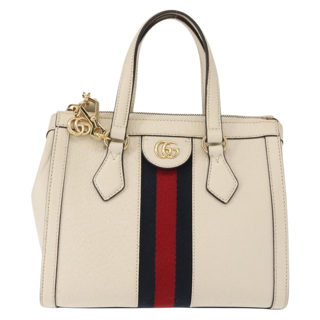 Gucci Ophidia Top Handle Tote Leather White Leather Handbag (Authentic Pre-Loved)