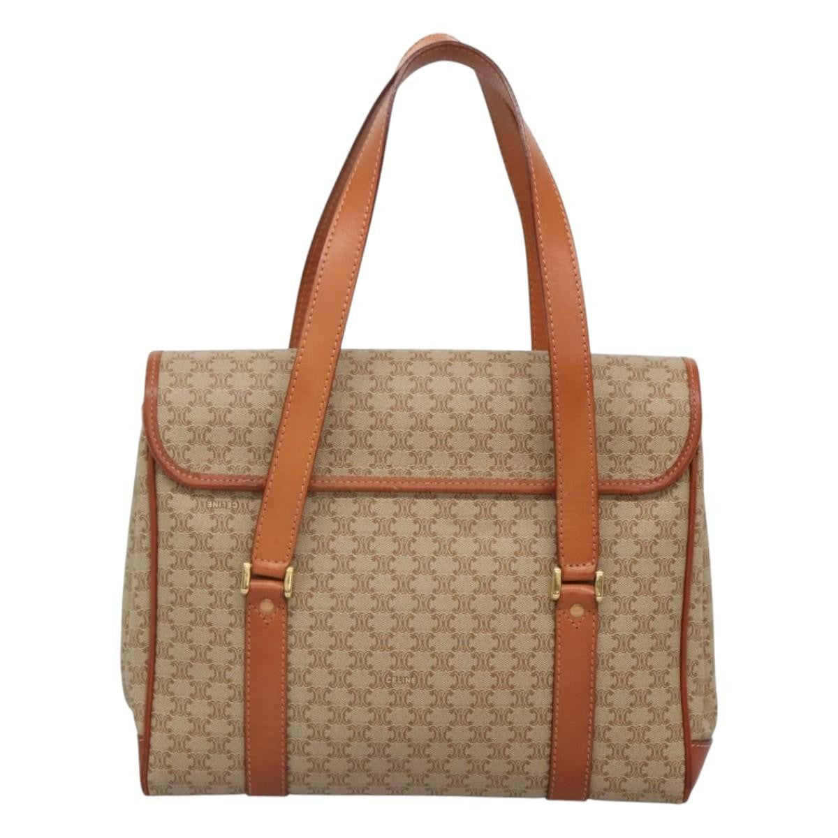 Celine Vintage Macadam Handbag Canvas And Leather Beige Canvas Handbag (Authentic Pre-Loved)