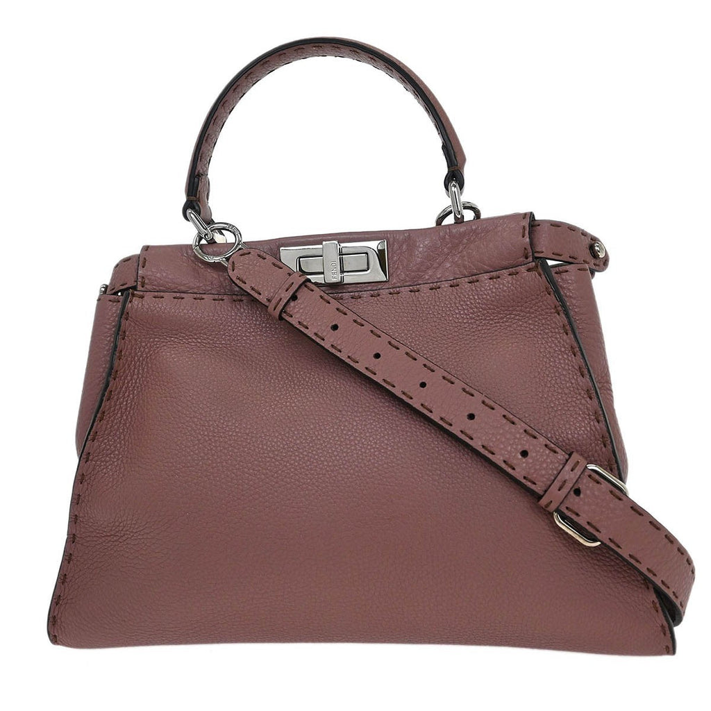 Fendi Selleria Peekaboo Bag Leather Purple Leather Handbag (Authentic Pre-Loved)