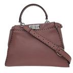Fendi Selleria Peekaboo Bag Leather Purple Leather Handbag (Authentic Pre-Loved)