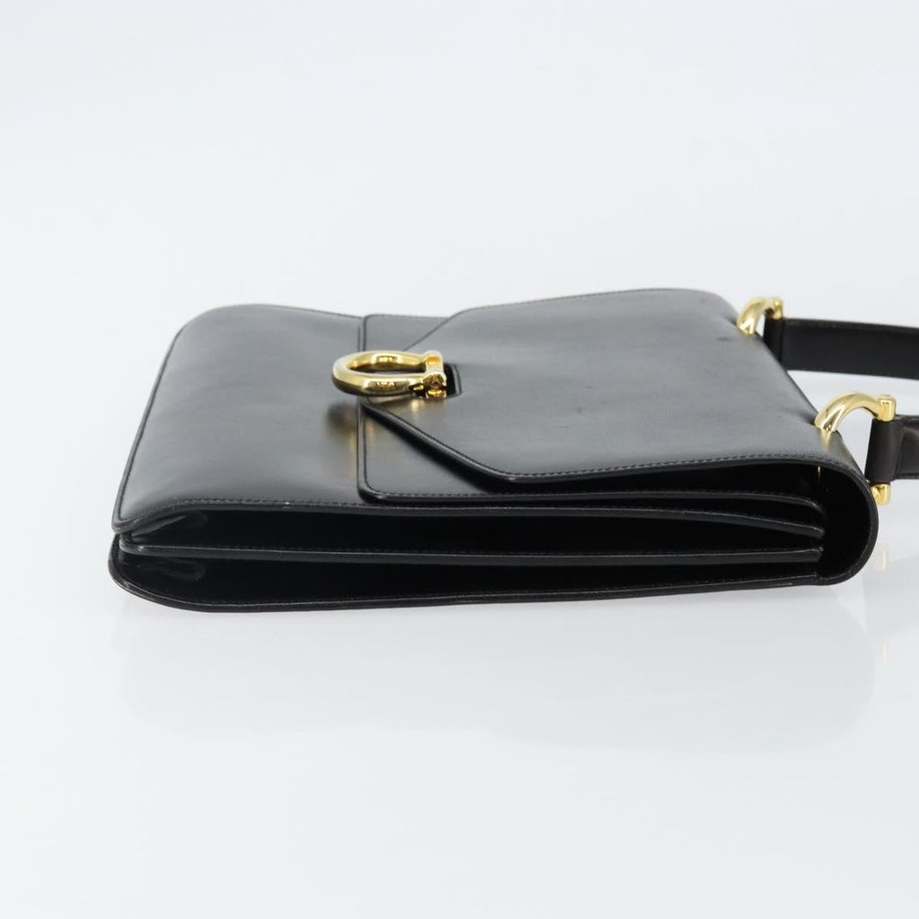 Celine Vintage Top Handle Bag Glazed Leather Black Leather Bag (Authentic Pre-Loved)