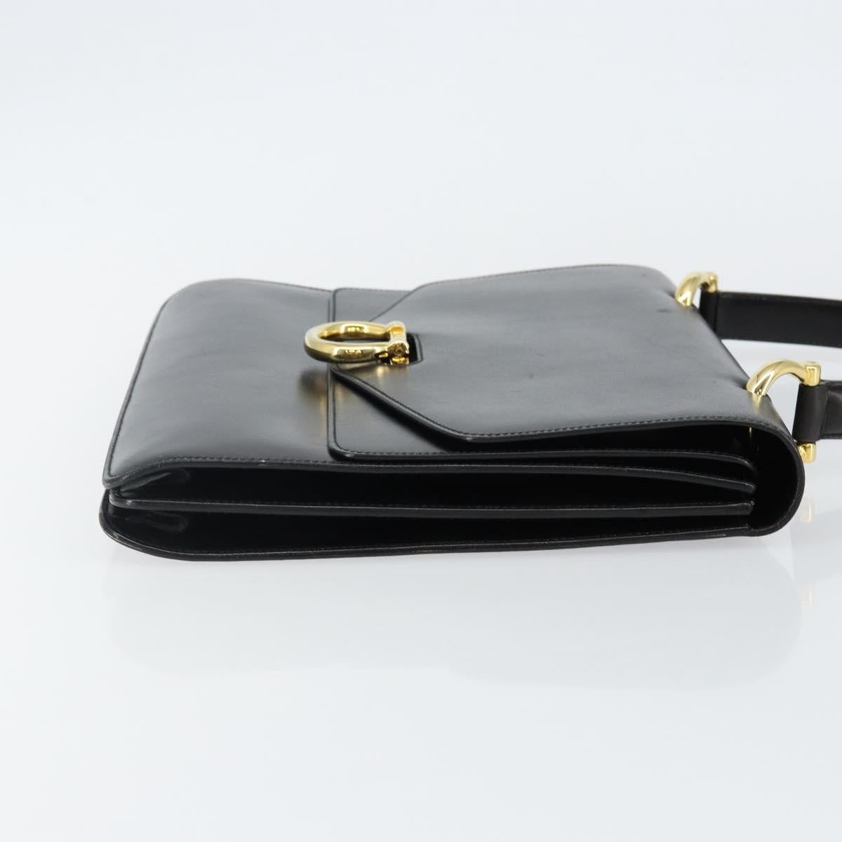 Celine Vintage Top Handle Bag Glazed Leather Black Leather Bag (Authentic Pre-Loved)
