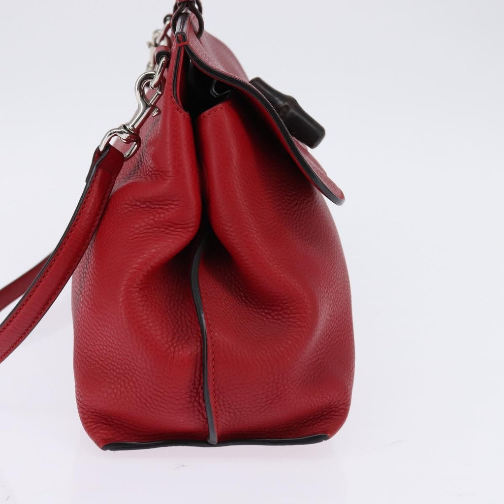 Gucci Bamboo Daily Top Handle Bag Leather Red Leather Bag (Authentic Pre-Loved)