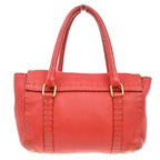 Fendi Selleria Linda Satchel Pebbled Leather Red Leather Handbag (Authentic Pre-Loved)