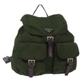Prada Double Front Pocket Backpack Tessuto Khaki Nylon Backpack Bag (Authentic Pre-Loved)