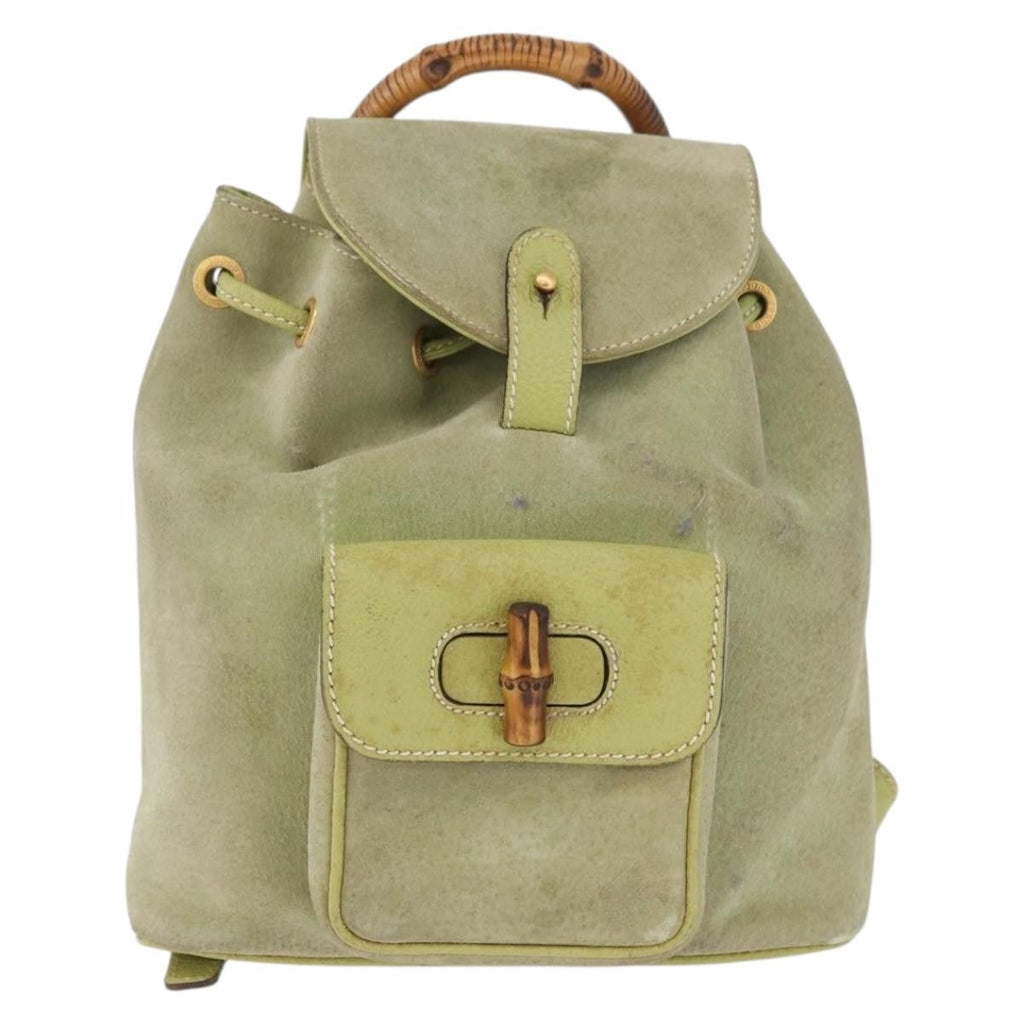 Gucci Gucci Bamboo Backpack Daim Green Suede Backpack Bag (Authentic Pre-Loved)