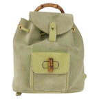 Gucci Gucci Bamboo Backpack Daim Green Suede Backpack Bag (Authentic Pre-Loved)