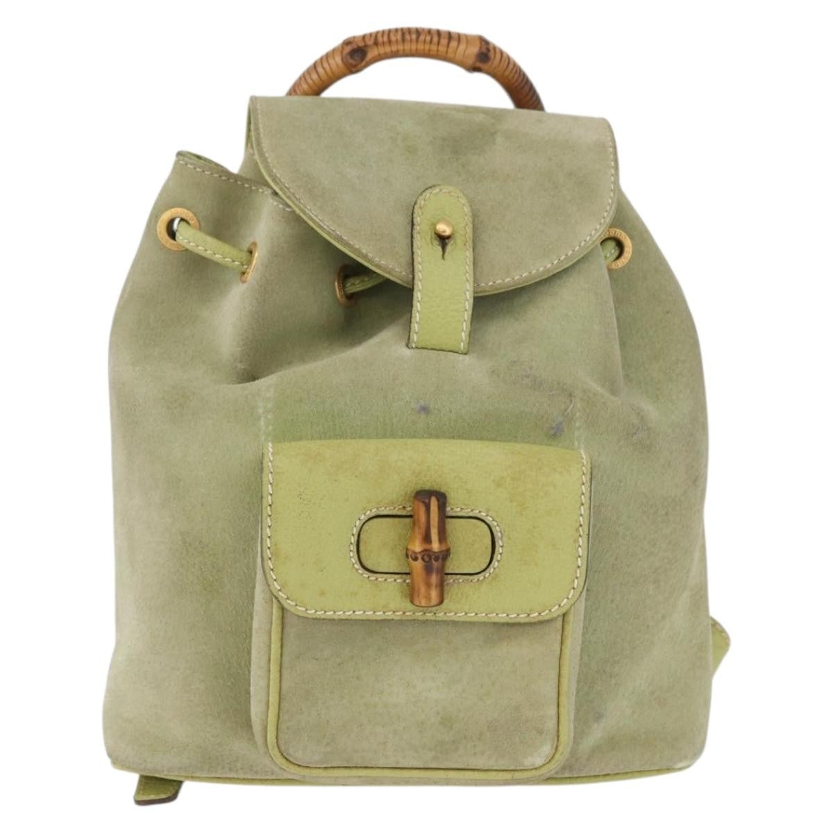 Gucci Gucci Bamboo Backpack Daim Green Suede Backpack Bag (Authentic Pre-Loved)