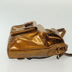 Gucci Vintage Bamboo Backpack Patent Gold Patent_Leather Bag (Authentic Pre-Loved)