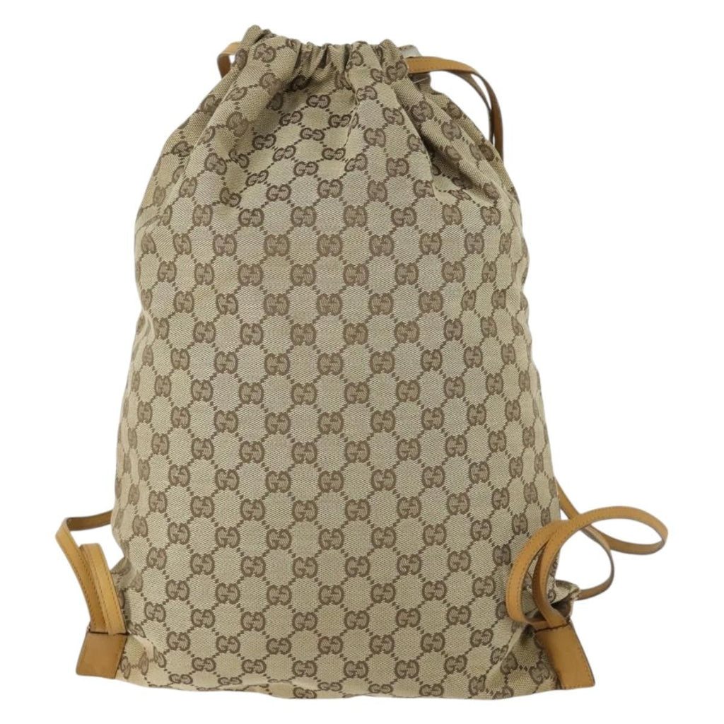 Gucci Drawstring Backpack Gg Canvas Beige Canvas Backpack Bag (Authentic Pre-Loved)