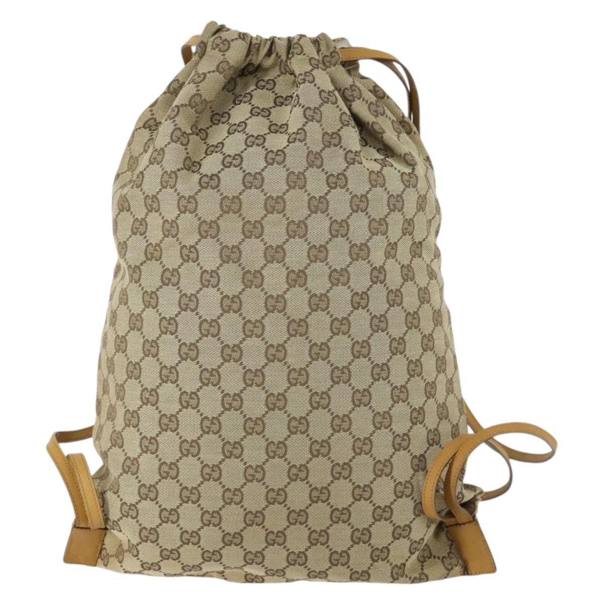 Gucci Drawstring Backpack Gg Canvas Beige Canvas Backpack Bag (Authentic Pre-Loved)