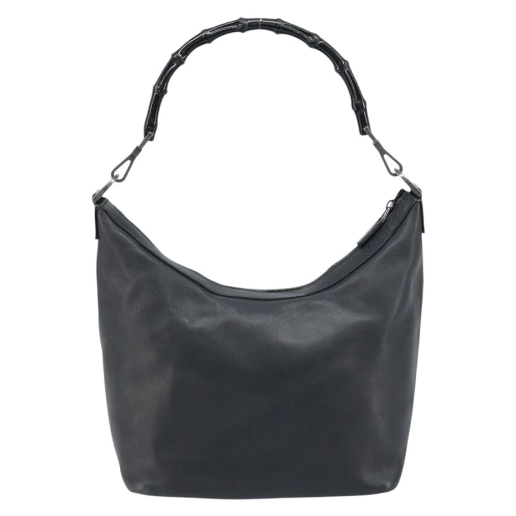 Gucci Vintage Bamboo Hobo Leather Black Leather Handbag (Authentic Pre-Loved)