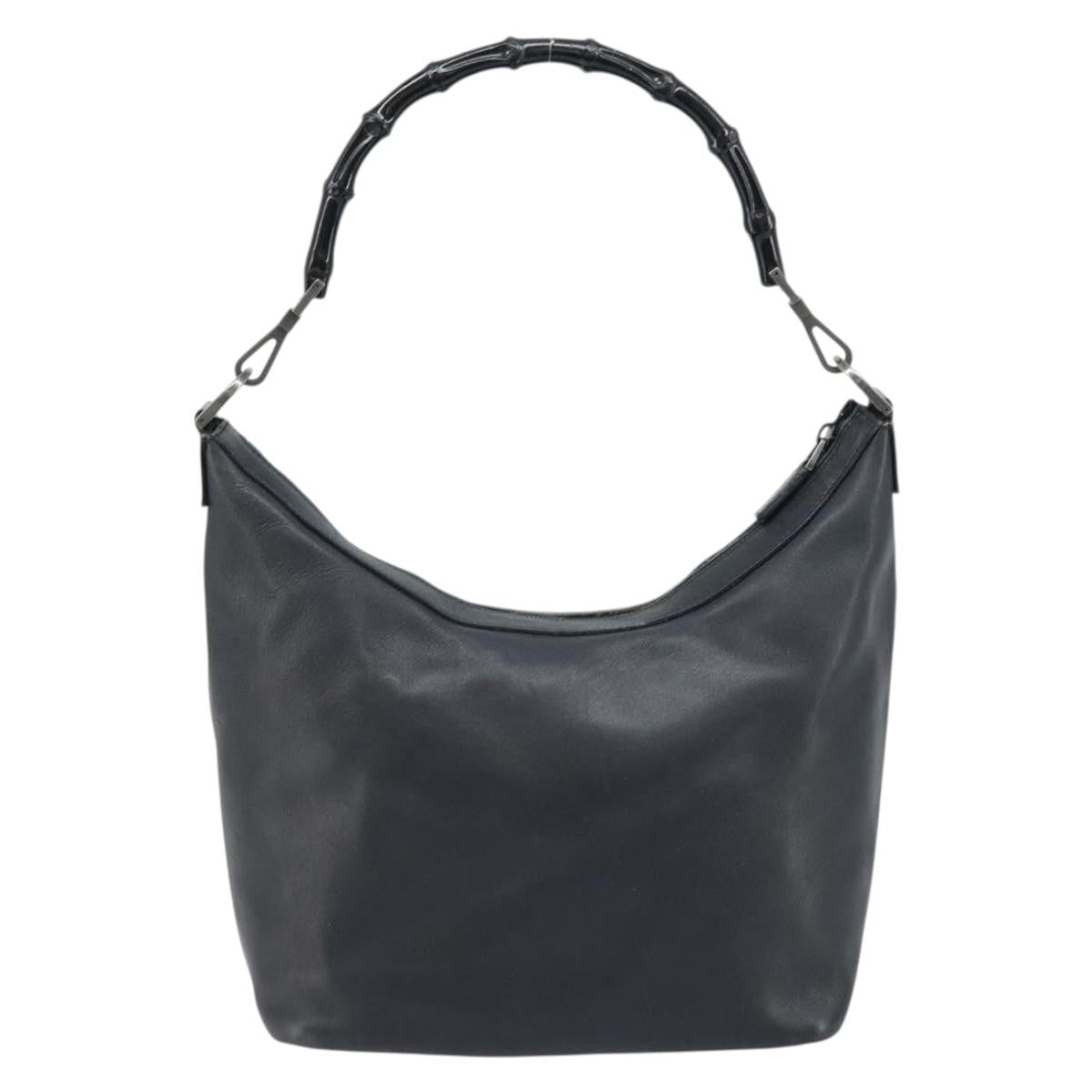 Gucci Vintage Bamboo Hobo Leather Black Leather Handbag (Authentic Pre-Loved)
