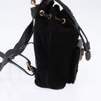 Gucci Vintage Bamboo Backpack Suede Black Suede Backpack Bag (Authentic Pre-Loved)