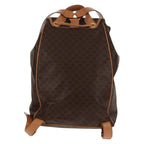 Celine Vintage Drawstring Flap Backpack Macadam Coated Canvas Brown Canvas Backpack Bag (Authentic Pre-Loved)