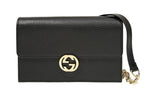 Gucci GG Black Crossbody Handbag Calf Leather Gold Chain Purse Bag Italy NEW