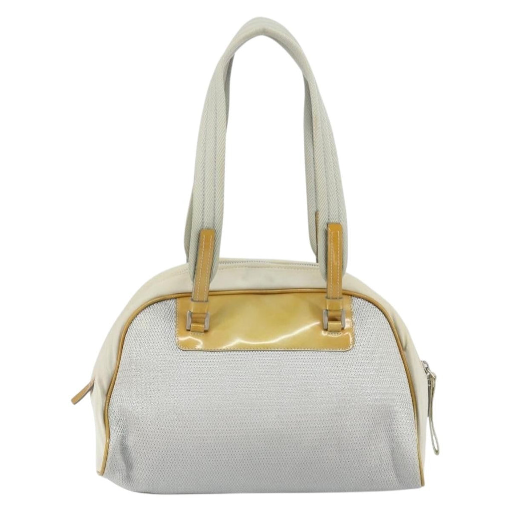 Prada Vintage Zip Handbag Tessuto Silver Nylon Handbag (Authentic Pre-Loved)