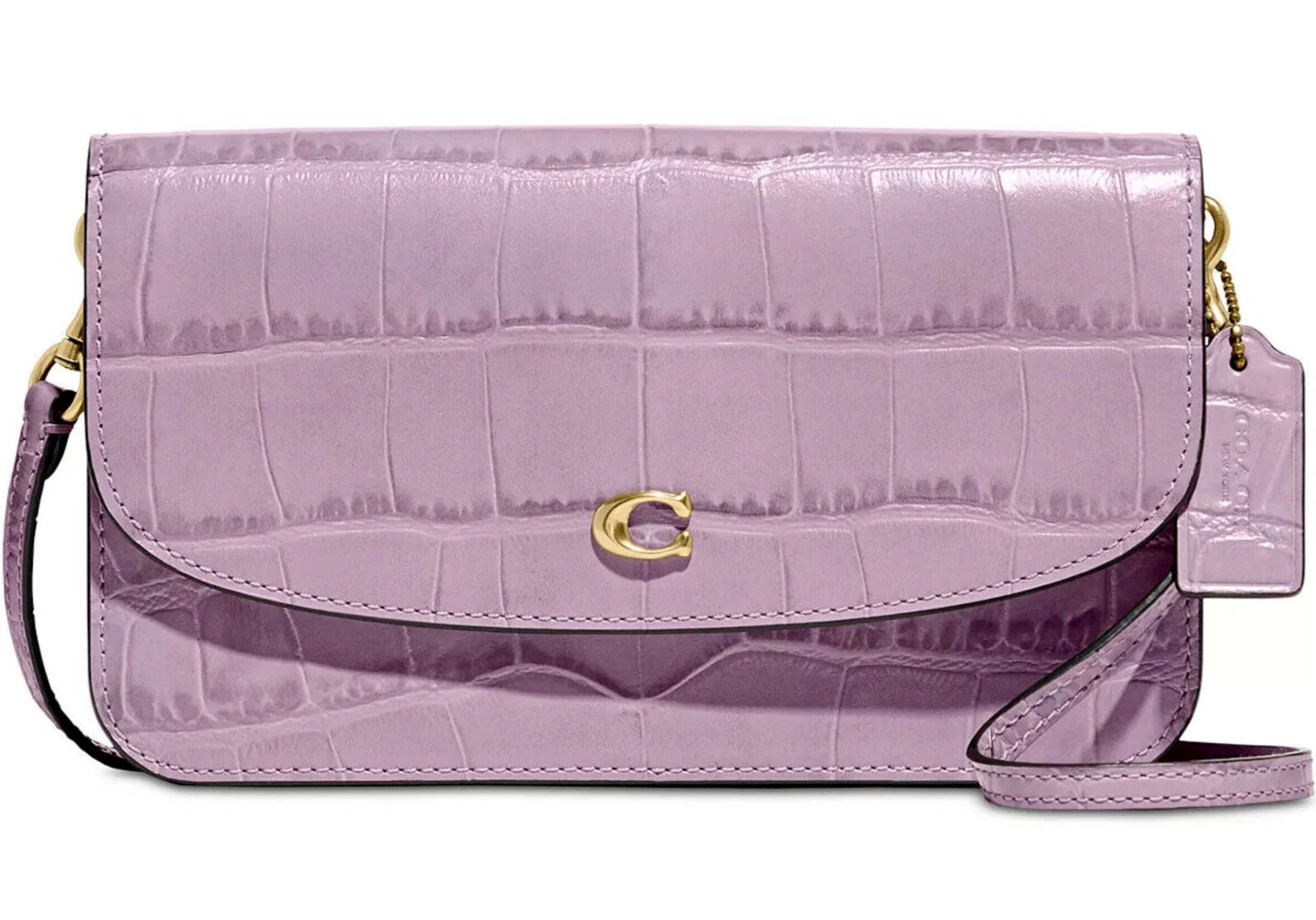 Coach Embossed Croc Hayden Crossbody Leather Handbag Bag Ice Purple Purse NEW