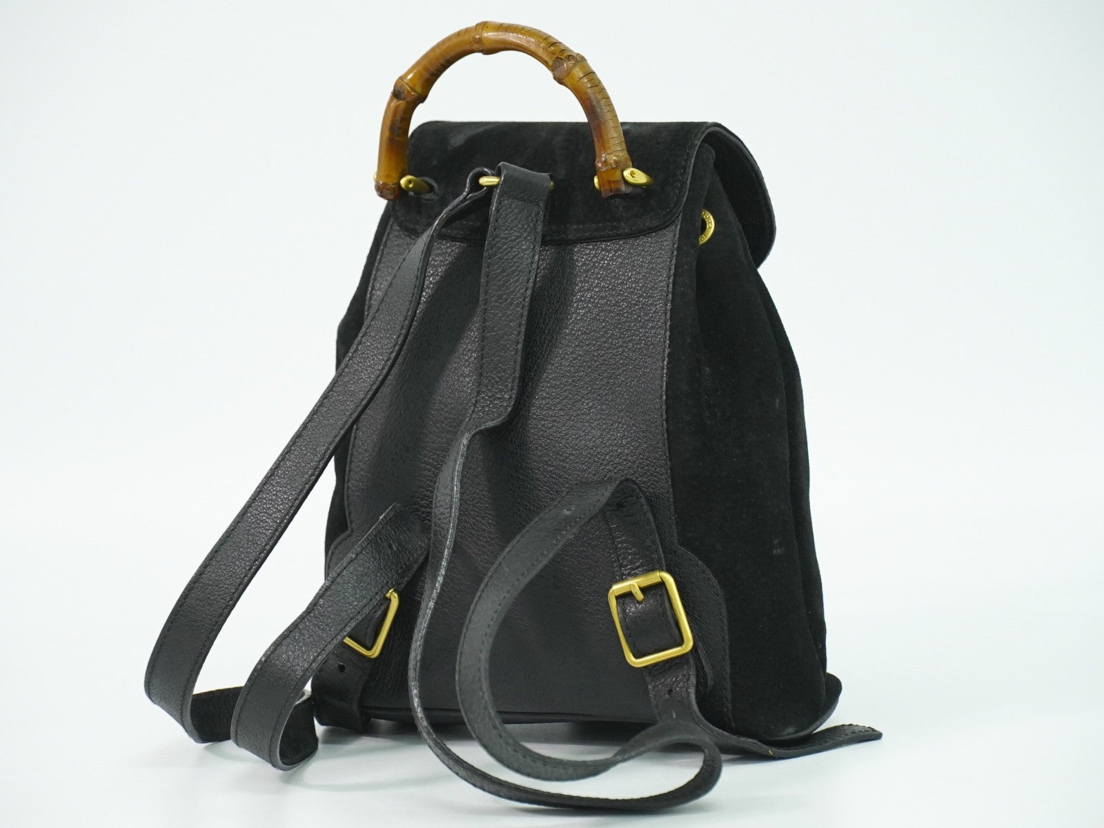 Gucci Gucci Bamboo Backpack Daim Black Suede Backpack Bag (Authentic Pre-Loved)