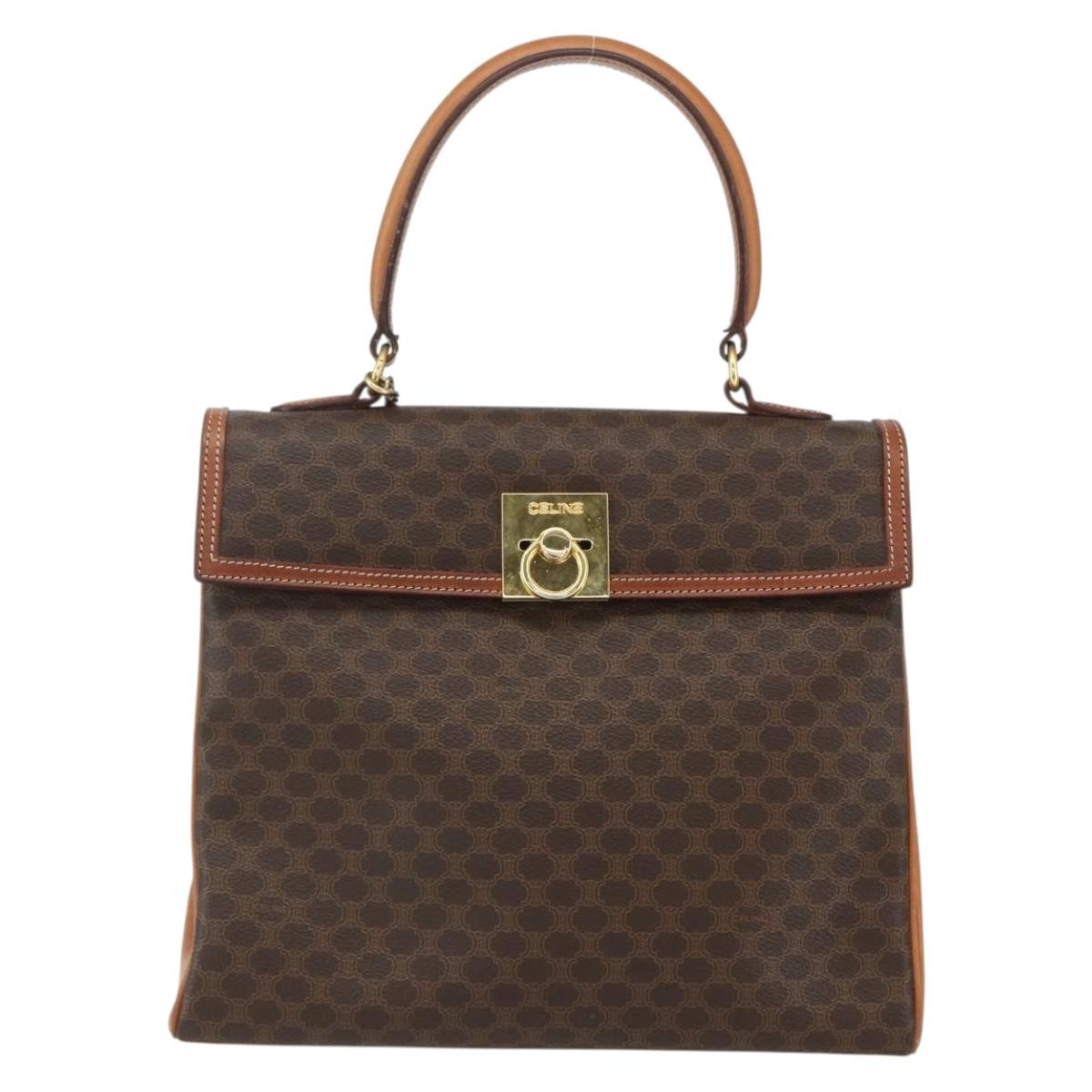 Celine Vintage Macadam Handbag Canvas And Leather Brown Canvas Handbag (Authentic Pre-Loved)