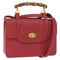 Gucci Vintage Bamboo Handle Bag Leather Red Leather Handbag (Authentic Pre-Loved)
