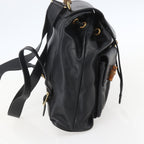 Gucci Vintage Bamboo Backpack Leather Black Leather Backpack Bag (Authentic Pre-Loved)