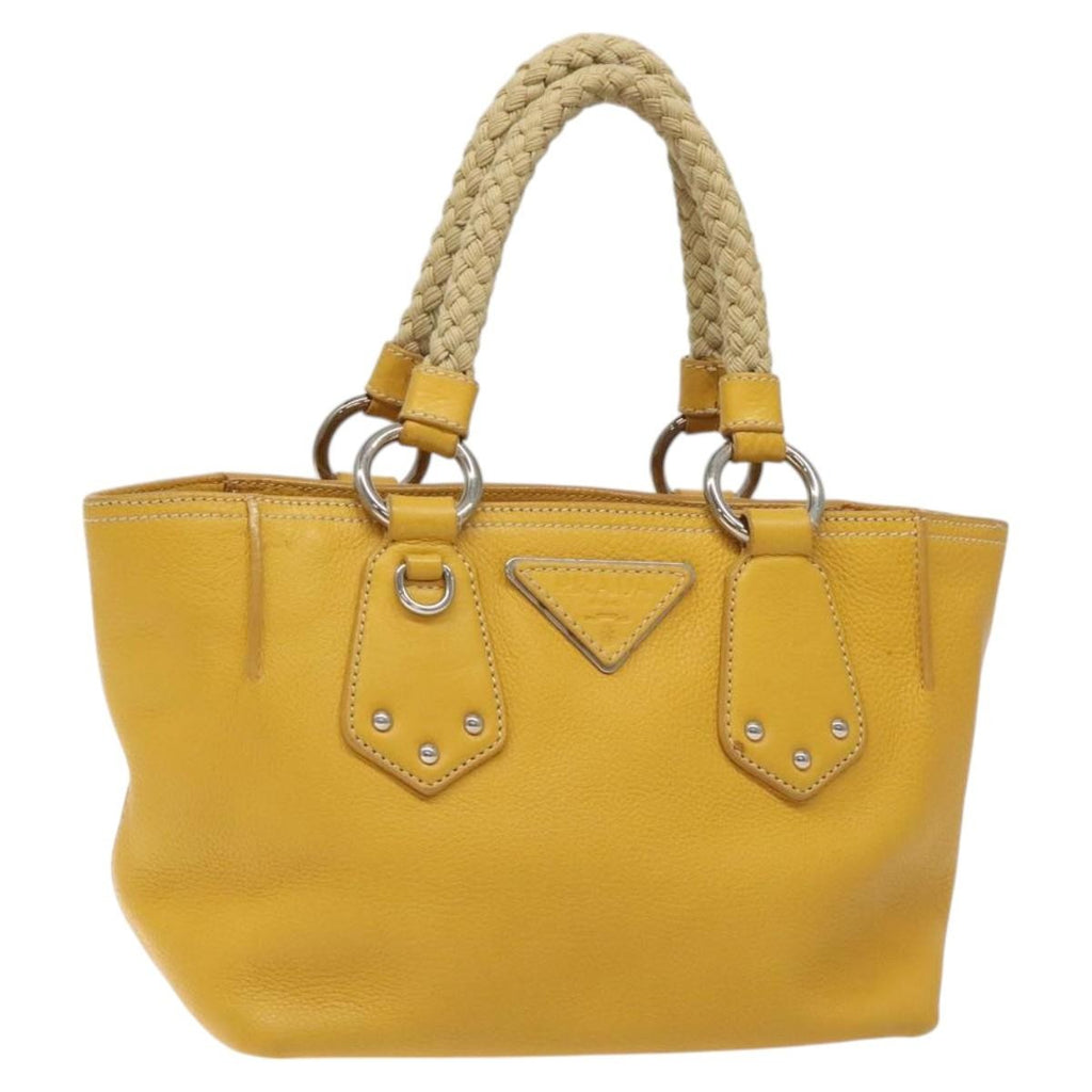 Prada Vintage Handbag Leather Yellow Leather Handbag (Authentic Pre-Loved)