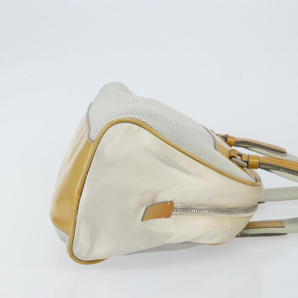 Prada Vintage Zip Handbag Tessuto Silver Nylon Handbag (Authentic Pre-Loved)