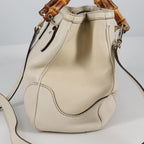 Gucci Diana Bamboo Top Handle Tote Leather White Leather Handbag (Authentic Pre-Loved)