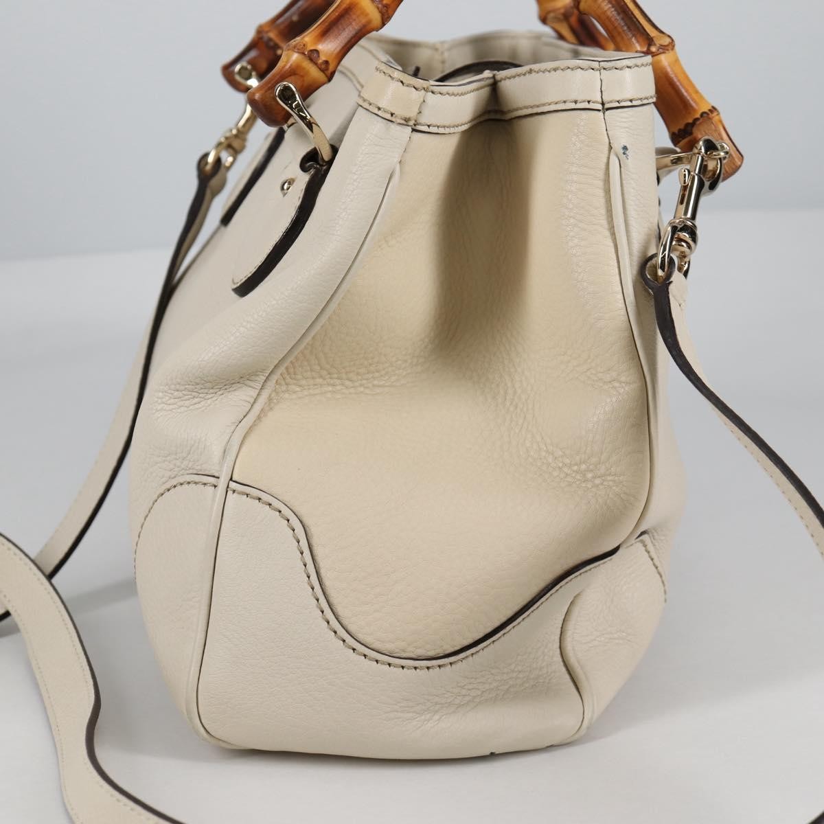 Gucci Diana Bamboo Top Handle Tote Leather White Leather Handbag (Authentic Pre-Loved)