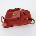 Gucci Vintage Bamboo Backpack Suede Red Suede Backpack Bag (Authentic Pre-Loved)