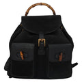 Gucci Vintage Bamboo Backpack Suede And Leather Black Suede Backpack Bag (Authentic Pre-Loved)