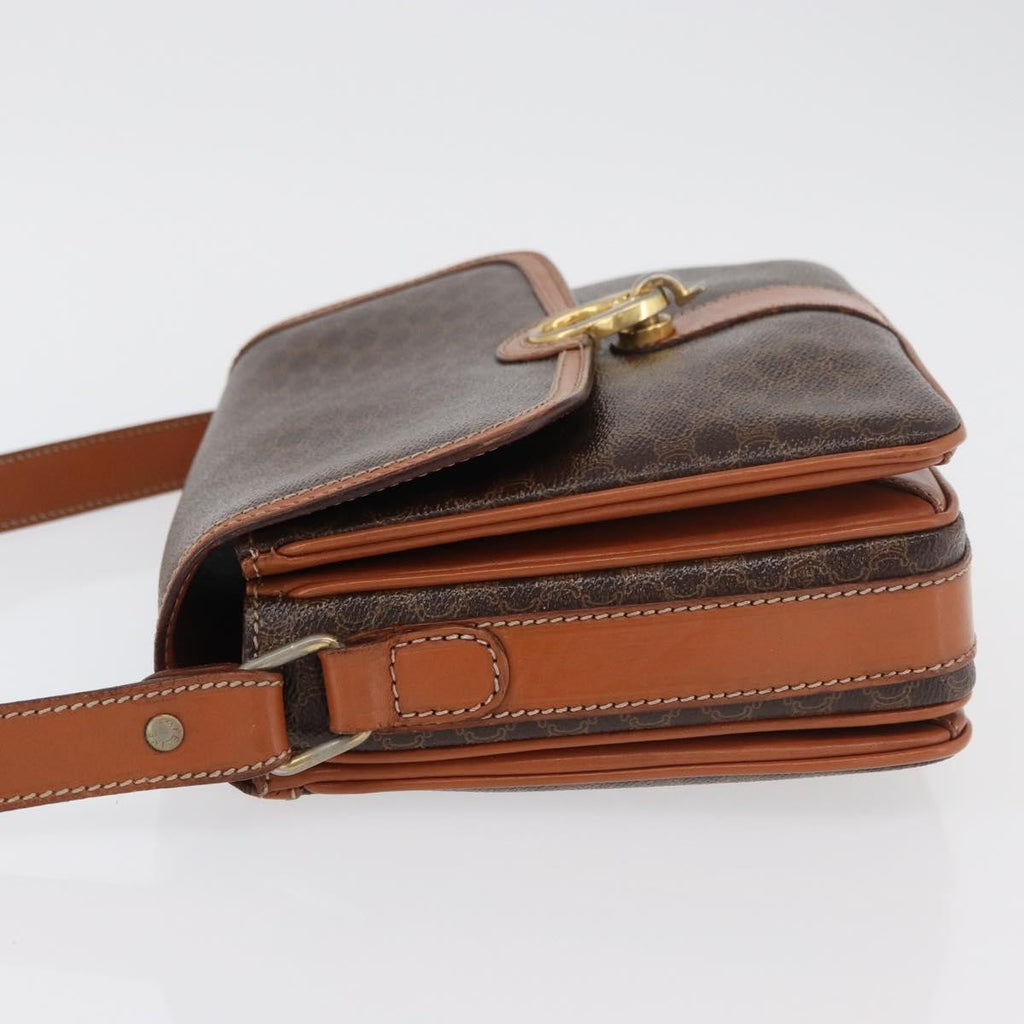 Celine Vintage Macadam Shoulder Bag Canvas And Leather Brown Canvas Handbag (Authentic Pre-Loved)