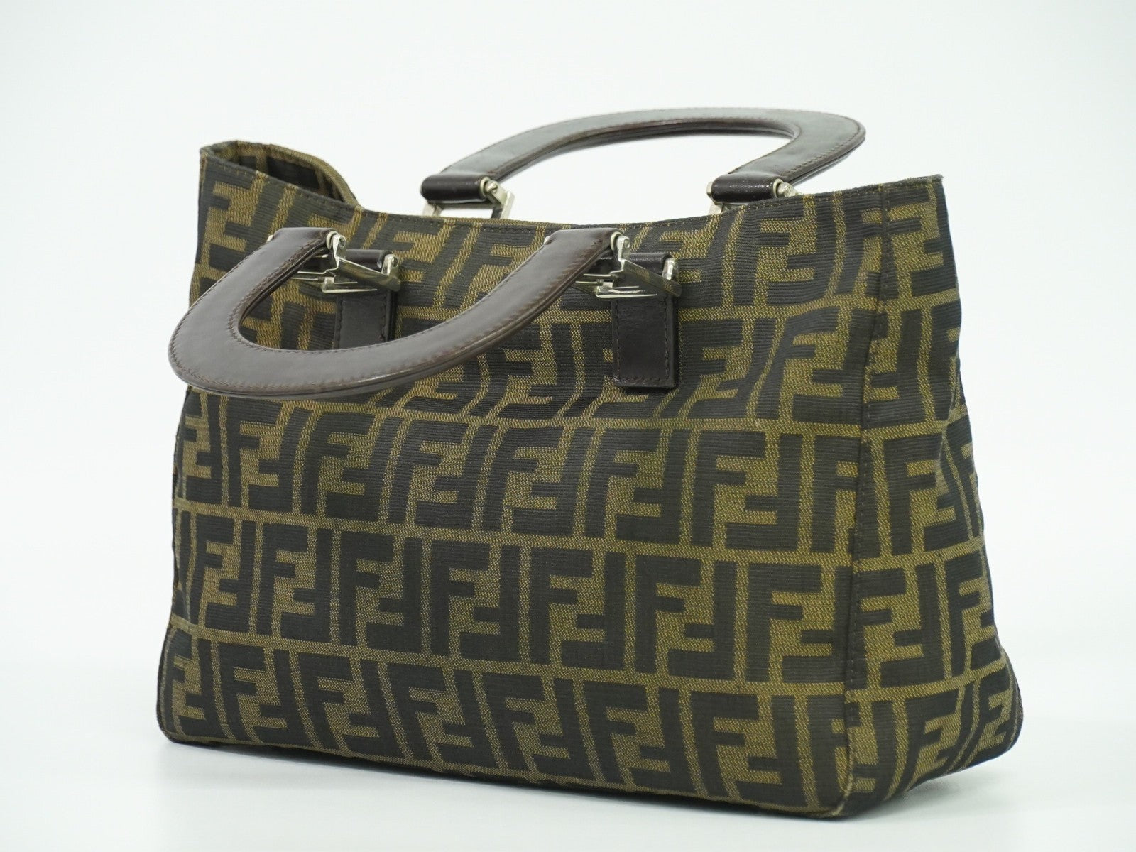 Fendi Zucca Tote Bag Ff Motif Brown Canvas Handbag (Authentic Pre-Loved)