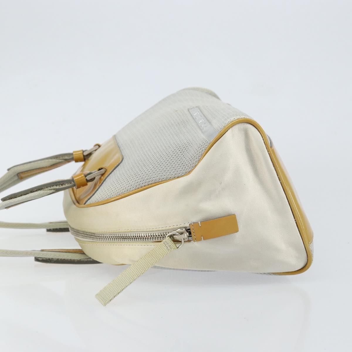 Prada Vintage Zip Handbag Tessuto Silver Nylon Handbag (Authentic Pre-Loved)