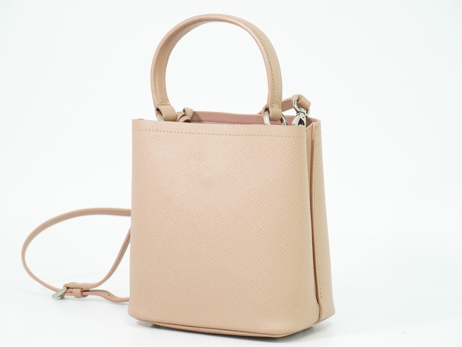 Prada Panier Bucket Bag Saffiano Leather Beige Leather Bag (Authentic Pre-Loved)