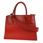 Prada Paradigme Tote Saffiano With City Calf Red Leather Handbag (Authentic Pre-Loved)