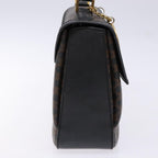 Celine Vintage Convertible Top Handle Bag Macadam Coated Canvas Black Canvas Handbag (Authentic Pre-Loved)