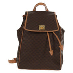 Celine Vintage Drawstring Flap Backpack Macadam Coated Canvas Brown Canvas Backpack Bag (Authentic Pre-Loved)