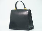 Gucci Vintage Lady Lock Top Handle Bag Leather Navy Leather Handbag (Authentic Pre-Loved)