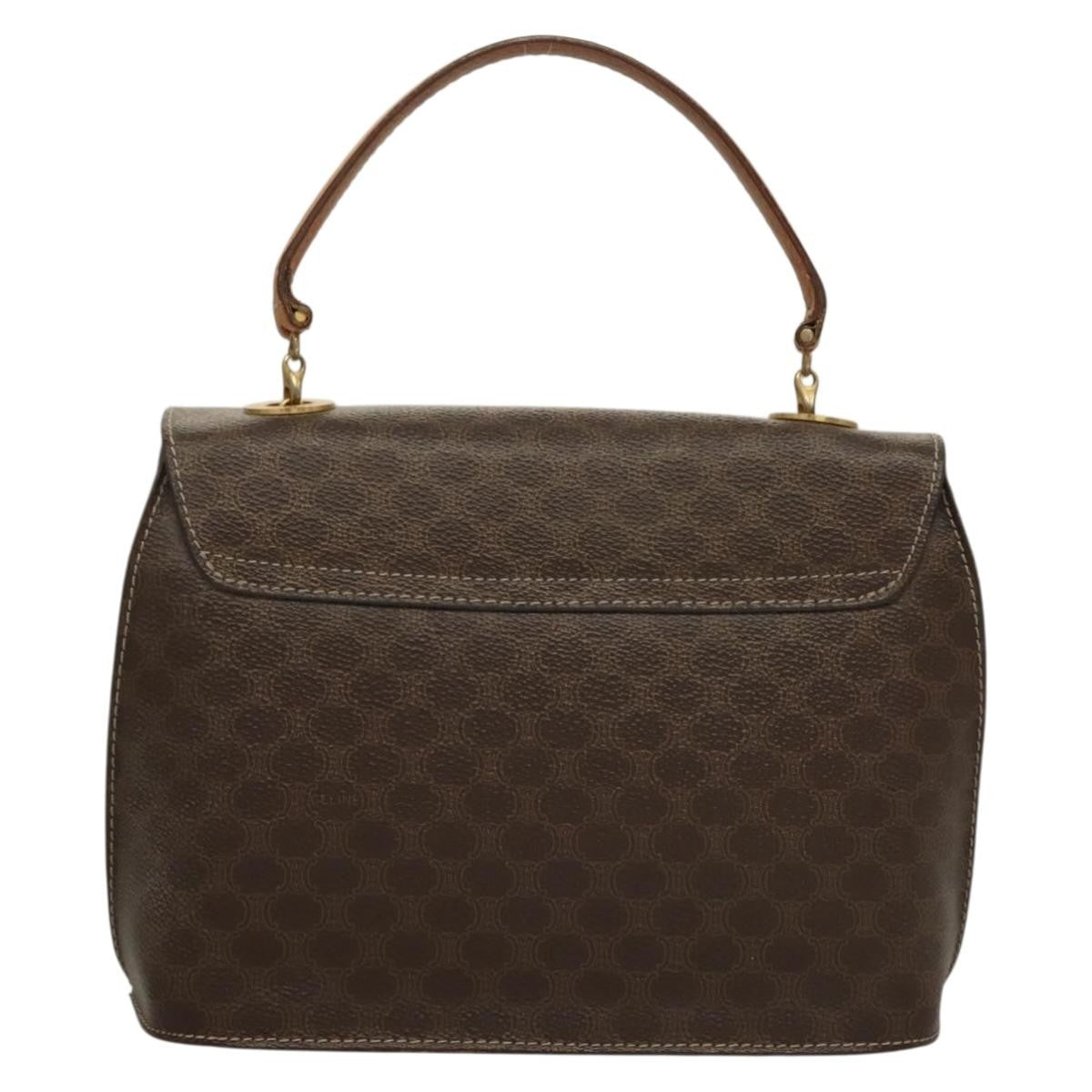 Celine Macadam Handbag Macadam With Leather Brown Canvas Handbag (Authentic Pre-Loved)