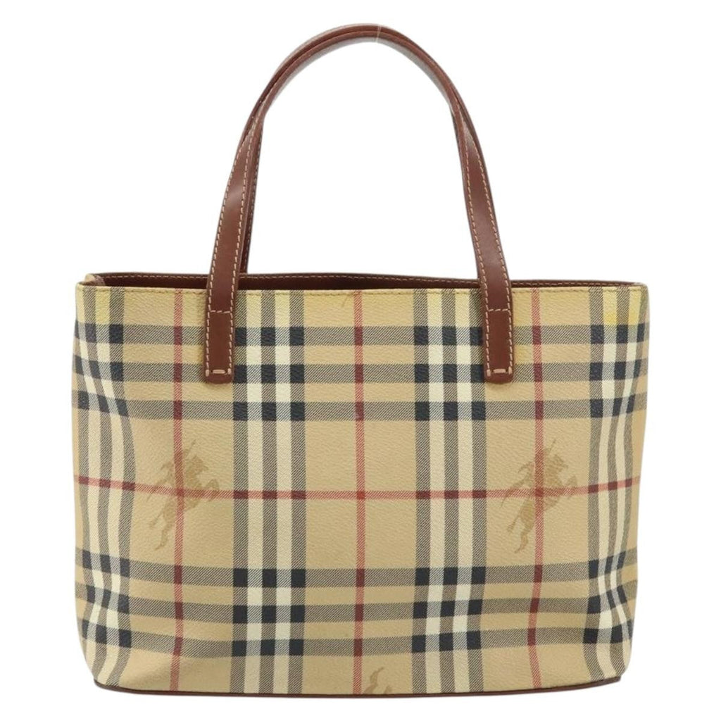 Burberry Top Handle Tote Haymarket Coated Canvas Beige Canvas Handbag (Authentic Pre-Loved)