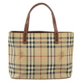 Burberry Top Handle Tote Haymarket Coated Canvas Beige Canvas Handbag (Authentic Pre-Loved)